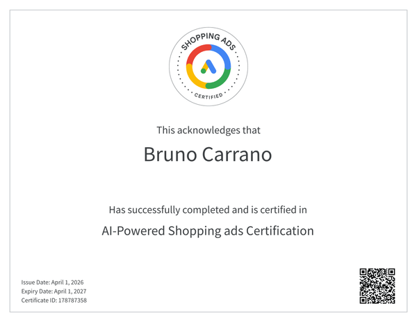 AI-Powered Shopping Ads Certification - Bruno Carrano