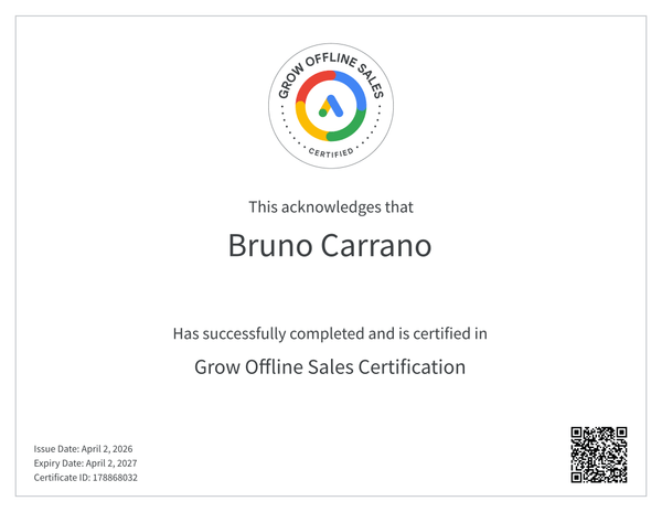Grow Offline Sales Certification - Bruno Carrano